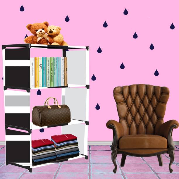 Furnbolo French Door Print 4 Shelf Book Organizer Metal Open Book Shelf