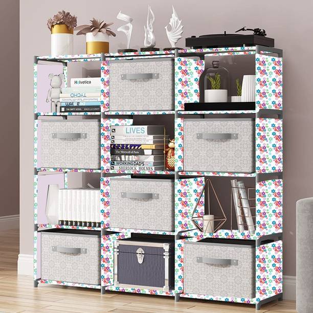 Zooper Mini Flower Print Plastic Metal 15 Shelf Book Organizer Metal Open Book Shelf