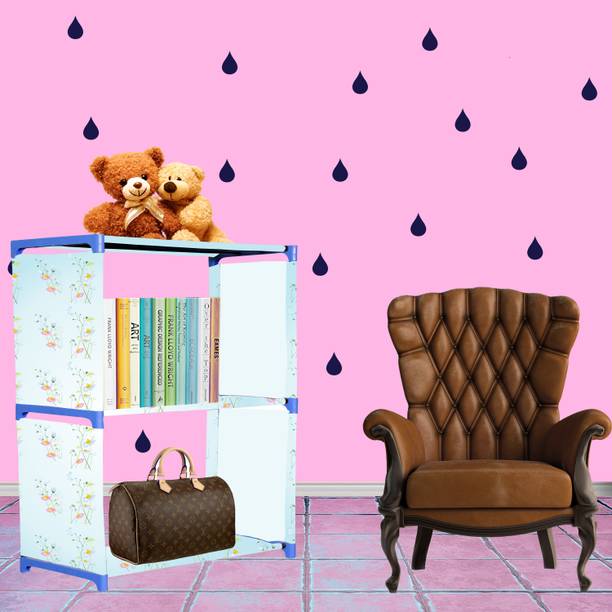 Lyzoo Soft lily Flower Plastic Metal 3 Shelf Book Organizer Metal Open Book Shelf