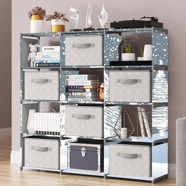 saintwod Felling Snow Print Plastic Metal 15 Shelf Book Organizer Metal Open Book Shelf