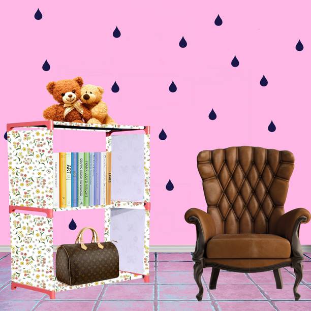 Zooper Warm Flower Print Plastic Metal 3 Shelf Book Organizer Metal Open Book Shelf