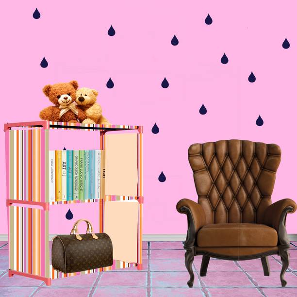 Flipkart Perfect Homes Studio Orange Strip Print Plastic Metal 3 Shelf Book Organizer Metal Open Book Shelf