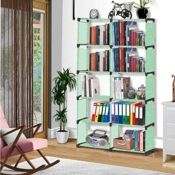 Flipkart Perfect Homes Studio White Bubble Print 12 Shelf Book Organizer Metal Open Book Shelf