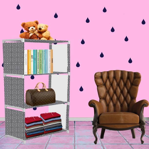 XENABO Cabinet print 4 Shelf Book Organizer Metal Open Book Shelf