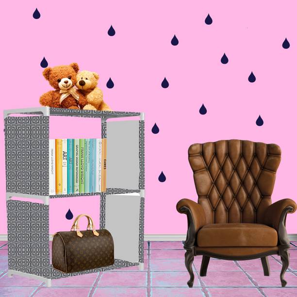 XIVIL Cabinet print Plastic Metal 3 Shelf Book Organizer Metal Open Book Shelf