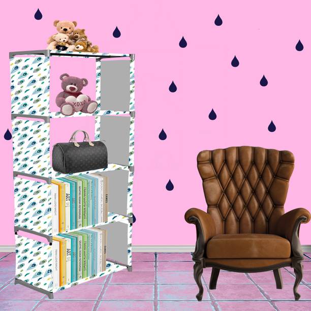 SB07 Peacock Feather Print 5 Layer Simple Bookshelf/Multipurpose Rack Metal Open Book Shelf