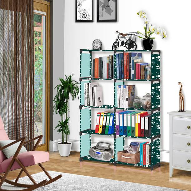 Flipkart Perfect Homes Studio White Lily Print Plastic Metal 10 Shelf Book Organizer Metal Open Book Shelf
