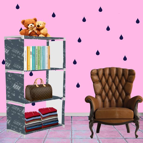 Flipkart Perfect Homes Studio House cartoon Print 4 Shelf Book Organizer Metal Open Book Shelf