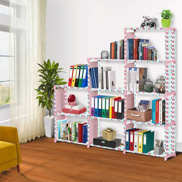 G Genipap Mini Flower Print 12 Layer Simple Bookshelf/Multipurpose Rack Metal Open Book Shelf