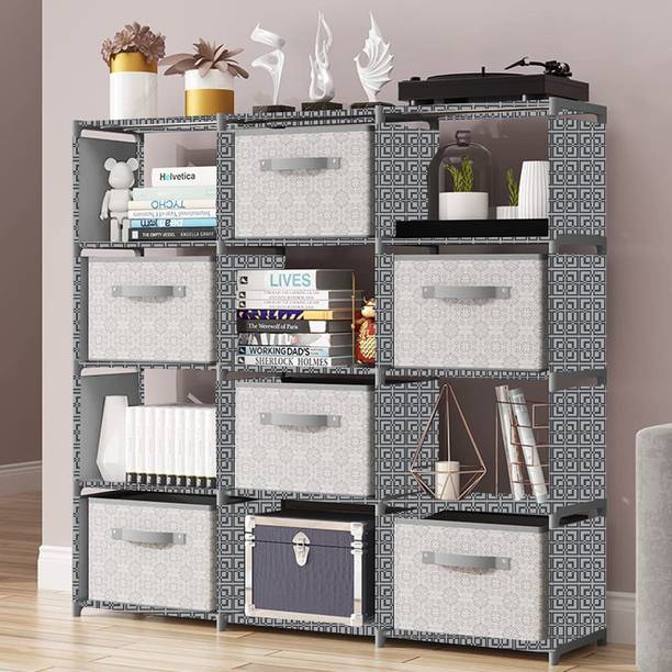 SPIRITED Cabinet print Plastic Metal 15 Shelf Book Organizer Metal Open Book Shelf