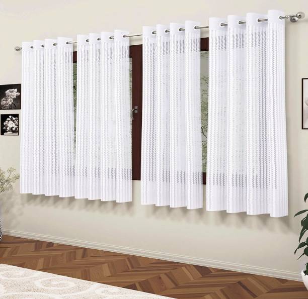 SIRJANHAAR 152 cm (5 ft) Tissue, Net Transparent Window Curtain (Pack Of 4)