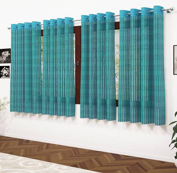SIRJANHAAR 152 cm (5 ft) Tissue, Net Transparent Window Curtain (Pack Of 4)