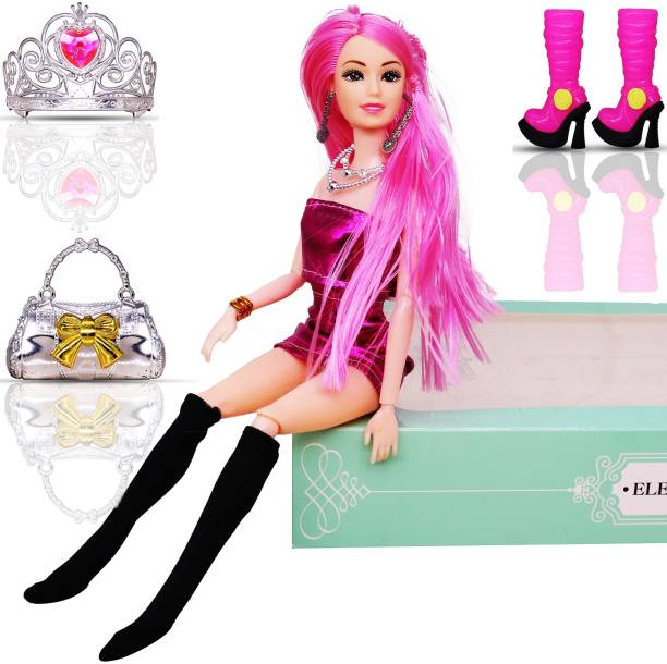 Aseenaa Fancy Doll Toy Set with Movable Joints & Ornaments for Girls, Nice Toy For Girls
