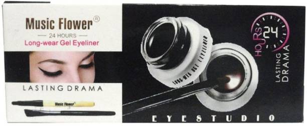 Music Flower PROFESSIONAL JET BLACK EYE LINER GEL FOR LONG LASTING AND SMUDGE PROOF 30 ml
