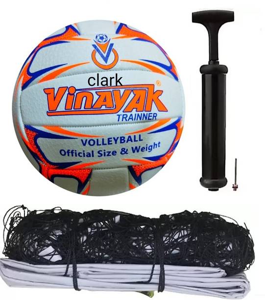 क्लार्क orange pu vinayak volleyball with DX6 net and pump वॉलीबाल