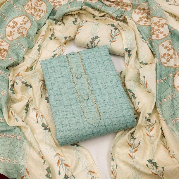 Unstitched Cotton Silk Salwar Suit Material Checkered