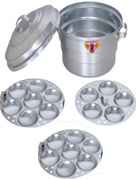 Jayam Traditional Aluminium Idli Maker / Steamer / Cooker with 3 Plates / 19 Pot Standard Idli Maker