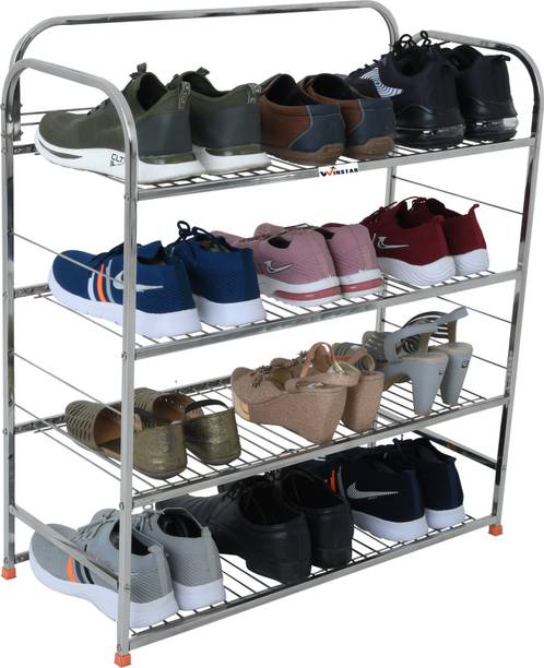 Winstar S.S 3 Layer Wall Mount Multipurpose Rack |Utensils Rack | Book Shelf |31x30 inch Metal Shoe Rack