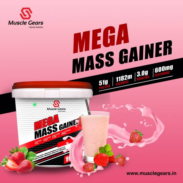 Muscle Gears Mega Mass Gainer 11 lbs Strawberry Whey Protein