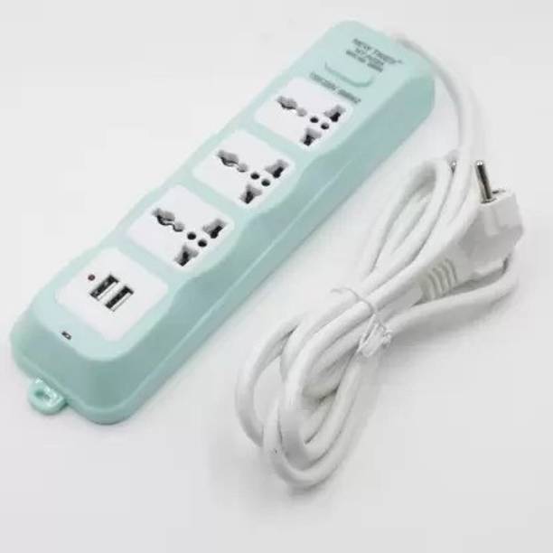 Gilhot Extension Cord with 2 USB Charging Ports and 3 Socket Heavy Duty Multiplug Extension Board for Multiple Devices Smartphone, Computer, Tablet Laptop 3  Socket Extension Boards