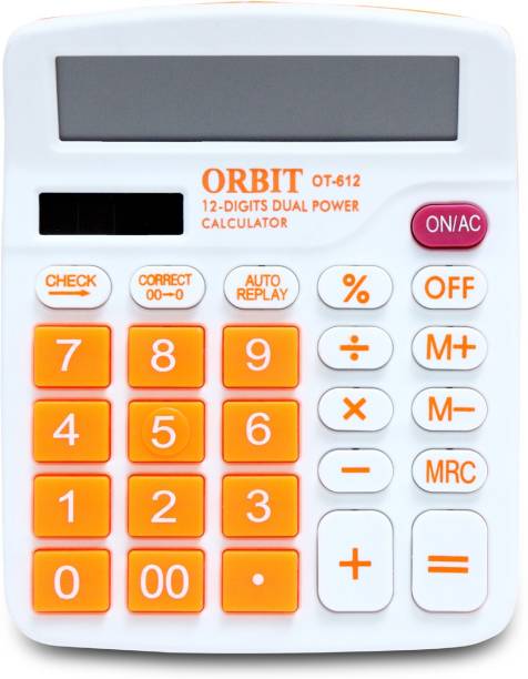 Villy Orbit OT-612 CHECK & CORRECT Orange Basic  Calculator