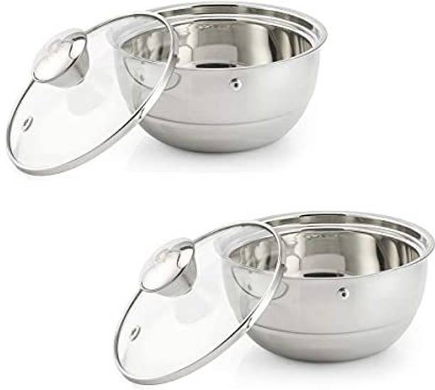 Femora Stainless Steel Double Wall Insulated Curry Server Curry Bowls, 900 ML - Set of 2 Pack of 2 Serve Casserole Set