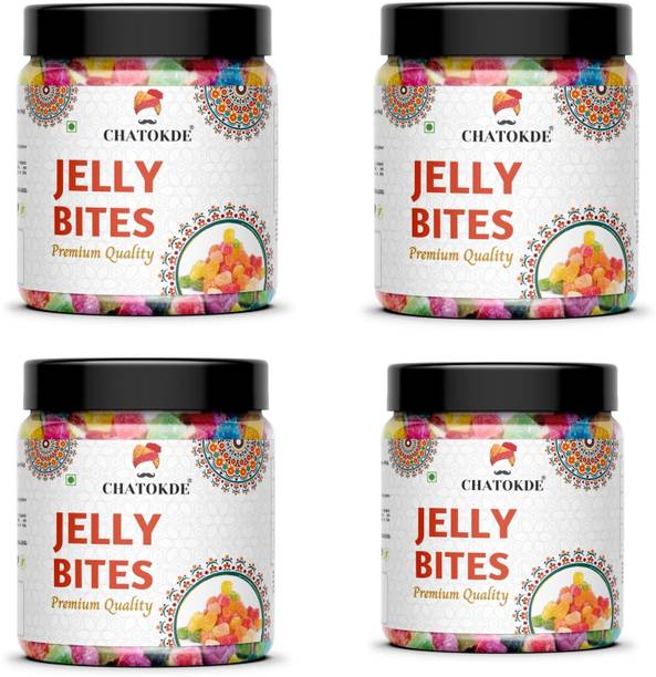 CHATOKDE Tasty Sugar Coated Jelly Candy Bites , 1.6Kg (400g*4)[JAR Pack] SWEET Jelly Beans