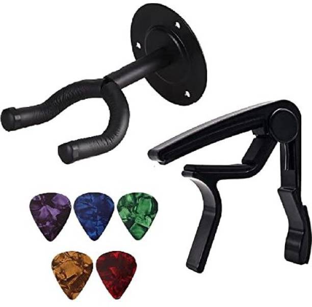 DawnRays Acoustic Guitar Wall Mount & Quick Change One Handed Trigger Guitar Capo (picks) Clutch Guitar Capo