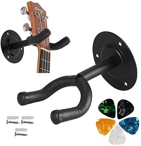 AMG Music Guitar Wall Hanger for Bass, Electric, Acoustic Guitars with 5 picks Hanger Hanger