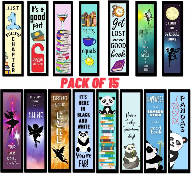 RINKON Bookmarks For Book Lovers Set Of 15 Pcs Designed Panda Theme Printed Quotes Bookmark Bookmark