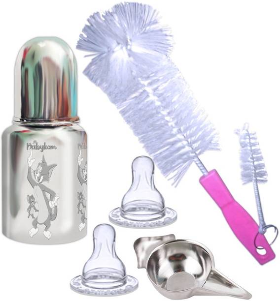Babykom Stainless Steel Feeding with Brush and Paladai/Chakku  - 304 Grade Stainless Steel