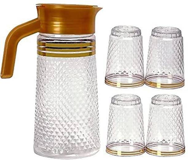 Finner Water Jug 2 Liter with 4 Pcs Glass for Drinking Juice, Milk & Cold Drinks Jug Glass Set