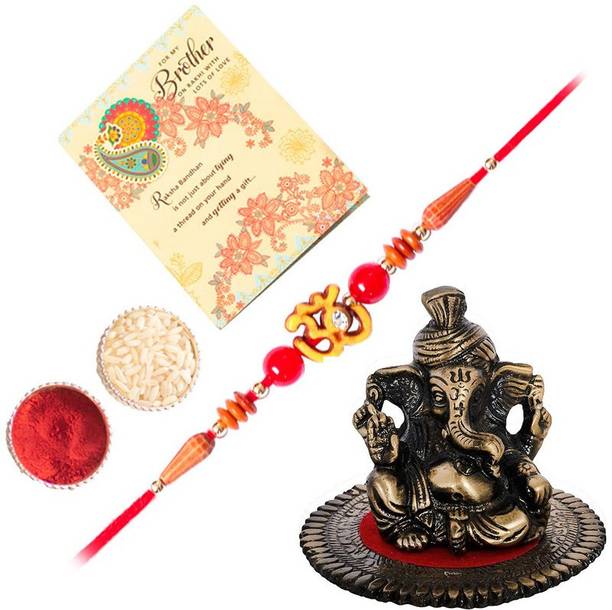 ARCHIES Religious HAT_21_3003_RC_CARD_F Assorted Rakhi, Showpiece, Greeting Card, Chawal Roli Pack  Set