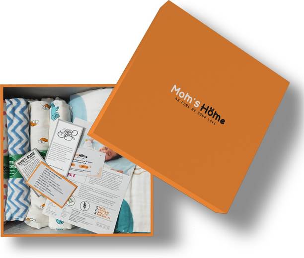 मॉम्स होम Supersoft Baby Organic cotton Muslin gift set, 0-6 Month - 10 pieces