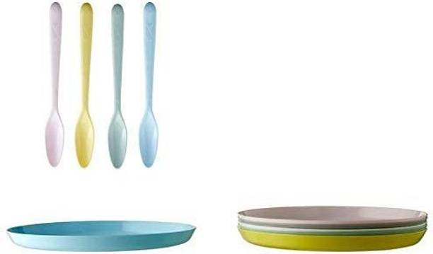IKEA Pack of 10 Plastic IKEA PLATES 6 ,SPOON 4 Dinner Set