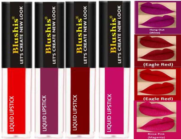 BLUSHIS Super Stay Sensational Forever Liquid Lipsticks Combo of 4 pc