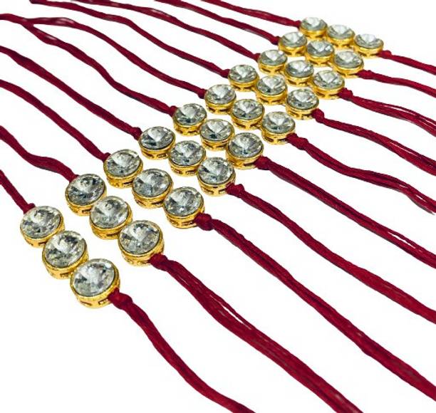 Varnii Designer Rakhi 7 Kundan Rakhi  Set