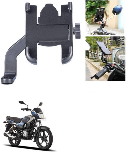 Qiisx Mirror Fitting Metal Mobile Holder For Bajaj Platina 110 Bike Mobile Holder