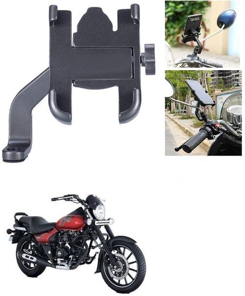Qiisx Mirror Fitting Metal Mobile Holder For Bajaj Avenger 160 Street Bike Mobile Holder