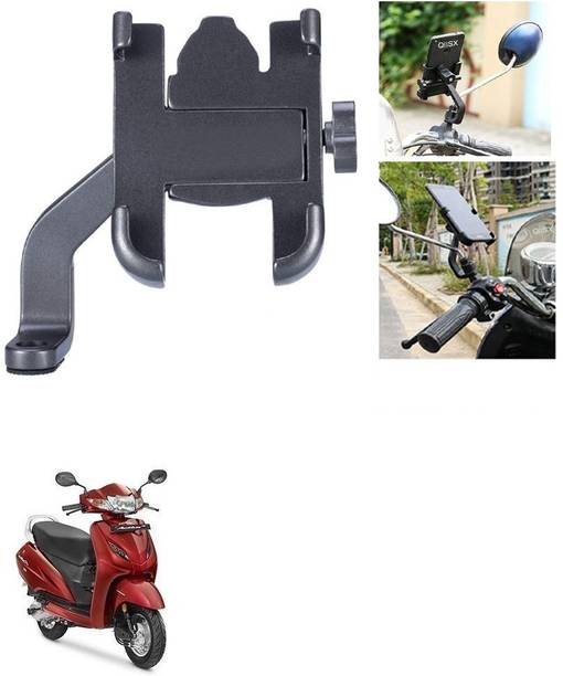 Qiisx Mirror Fitting Metal Mobile Holder For Honda Activa 4G Bike Mobile Holder
