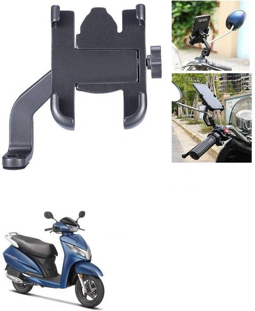Qiisx Mirror Fitting Metal Mobile Holder For Honda Activa 125 Bike Mobile Holder