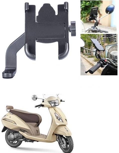 Qiisx Mirror Fitting Metal Mobile Holder For TVS Jupiter classic Bike Mobile Holder