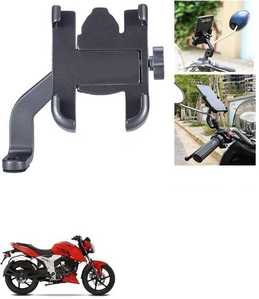 Qiisx Mirror Fitting Metal Mobile Holder For TVS Apache RTR 160 4V Bike Mobile Holder