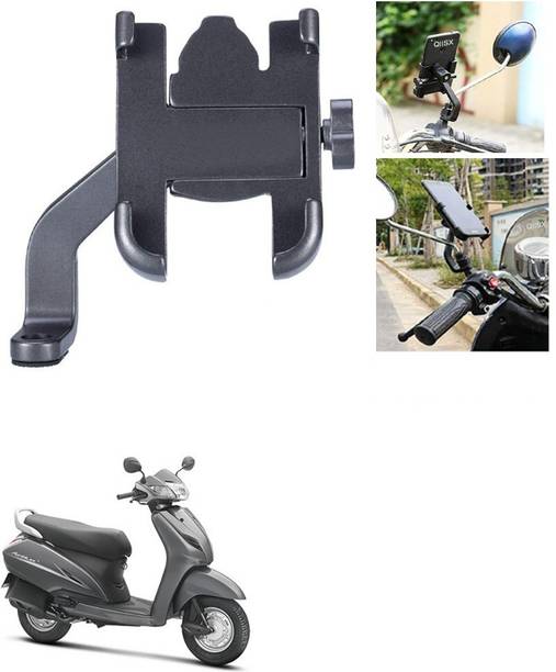Qiisx Mirror Fitting Metal Mobile Holder For Honda Activa 3G Bike Mobile Holder
