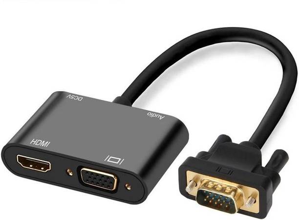 microware VGA to HDMI VGA Adapter, 1080P VGA Splitter (1 in 2 Out) for Computer, Desktop, Laptop, PC, Monitor, Projector (VGA-to-VGA / HDMI) Gaming Adapter