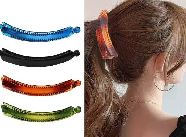Nyamah sales Banana Plastic Claws Clips 4 Pcs For Hair big Size Women Hair Accessories Banana Clip