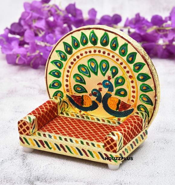 HOUZZPLUS Wooden Meenakari Laddu Gopal Singhasan For 0-2 NO Laddu Gopal Engineered Wood Home Temple