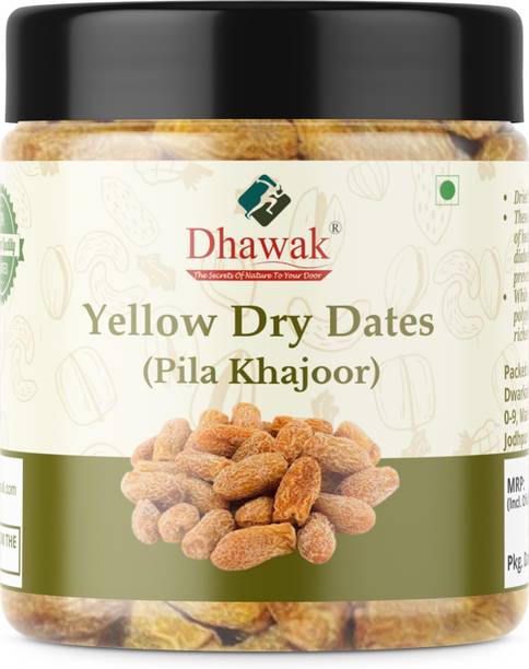 Dhawak Yellow Dry Dates, Peela Sukha Khajoor Pila Chuara Sukha Khajoor Jar Pack Dates