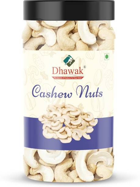 Dhawak White 2 pieces Kaju 2 Tukda split broken Cashews Nuts Jumbo Size Half [Jar Pack] Cashews