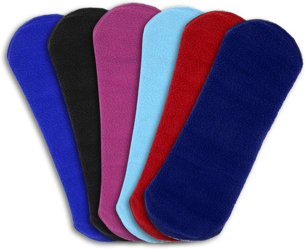 CareDone (Packof6)Multicolor Cloth Period Pads Washable Napkin for Heavy Flow with Wings. Sanitary Pad
